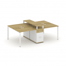 Concept Рабочая станция 4 места с 1 опорной тумбой CN.DRS-437 W Дуб Винченцо/Белый Бриллиант/Металл