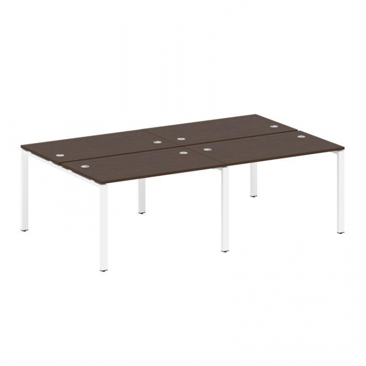 Metal System Рабочая станция на 4 места на П-образном м/к БП.СМ-4.2 Венге Цаво/Металл Белый 2400*147