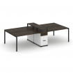 Concept Рабочая станция 4 места с 1 опорной тумбой CN.DRS-439 B Дуб Мали/Белый Бриллиант/Металл Черн