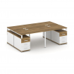 Concept Рабочая станция 4 места с 2 двухсторонними опорными тумбами CN.DRS-326 W Сандал Янтарный/Бел