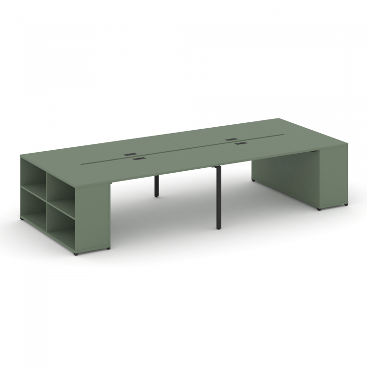 Concept Рабочая станция с опорными стеллажами CN.DRS-248 Кобо/Металл Черный 4000*1480*750