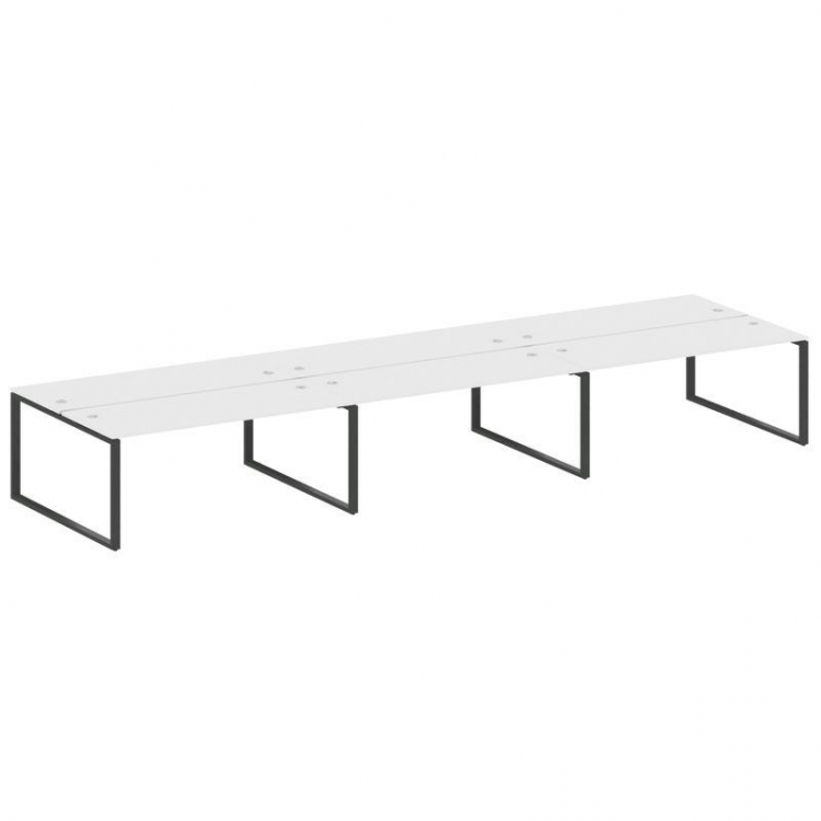 Metal System Рабочая станция на 6 мест на О-образном м/к БО.СМ-6.5 Белый/Металл Антрацит 5400*1475*7