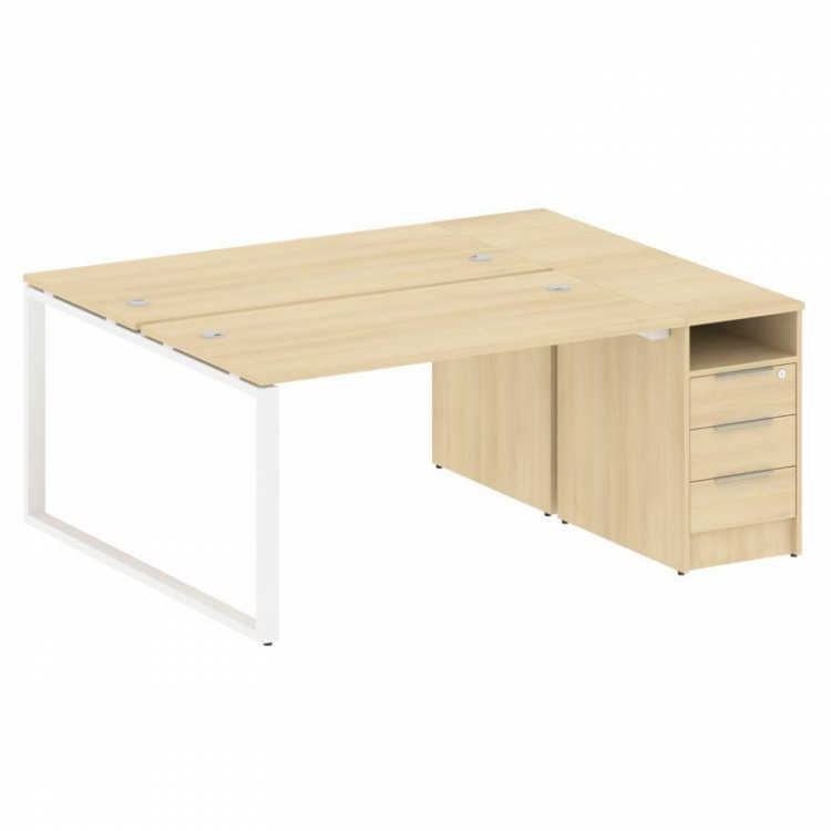 Metal System Рабочая станция с тумбой на О-образном м/к БО.РС-СТП-2.3 Акация Лорка/Металл Белый 1812