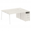 Metal System Рабочая станция с тумбой на А-образном м/к БА.РС-СТП-2.3 Дуб Наварра/Металл Белый 1812*
