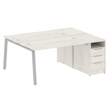 Metal System Рабочая станция с тумбой на А-образном м/к БА.РС-СТП-2.3 Дуб Наварра/Металл Серый 1812*