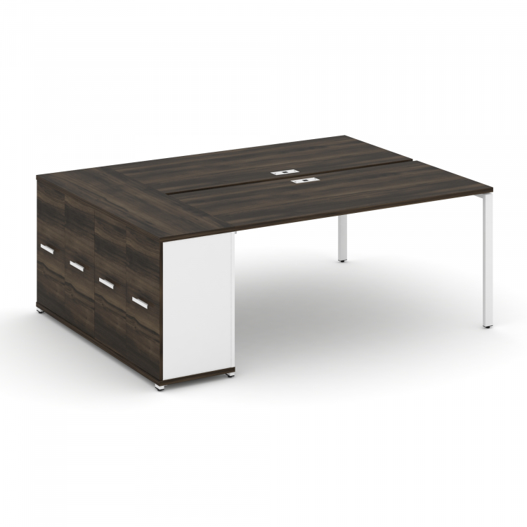 Concept Рабочая станция с опорным распаш. шкафом CN.DRS-220 W Дуб Мали/Белый Бриллиант/Металл Белый