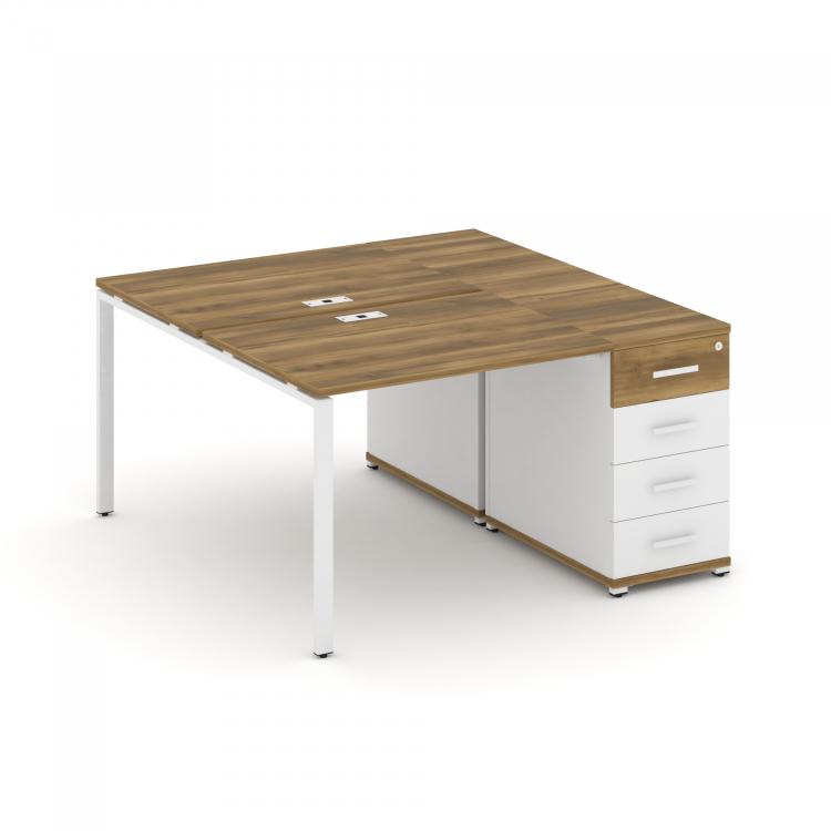 Concept Рабочая станция с 1 опорной тумбой CN.DRS-401 W Сандал Янтарный/Белый Бриллиант/Металл Белый