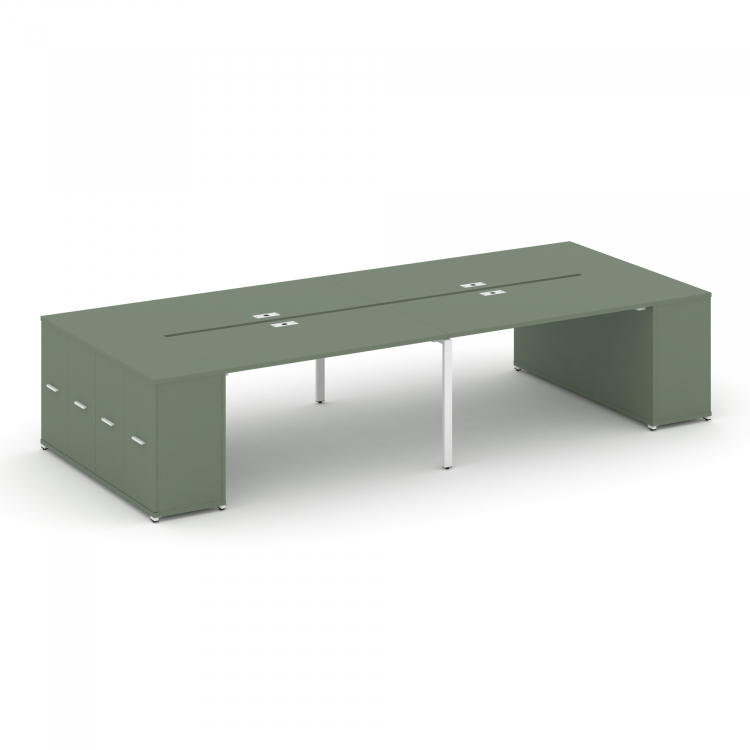 Concept Рабочая станция с опорными распаш. шкафами CN.DRS-262 W Кобо/Металл Белый 3200*1480*750