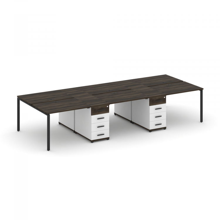 Concept Рабочая станция 6 мест с 2 опорными тумбами CN.DRS-449 B Дуб Мали/Белый Бриллиант/Металл Чер