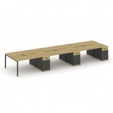 Concept Рабочая станция 6 мест с 3 опорными тумбами CN.DRS-458 A Дуб Винченцо/Антрацит/Металл Антрац