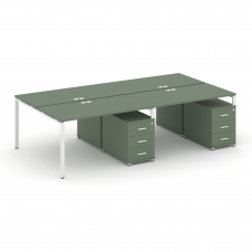 Concept Рабочая станция 4 места с 2 двухсторонними опорными тумбами CN.DRS-319 W Кобо/Металл Белый 2