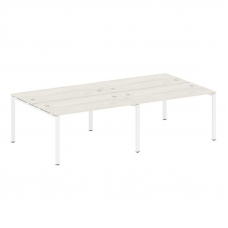 Metal System Рабочая станция на 4 места на П-образном м/к БП.СМ-4.3 Дуб Наварра/Металл Белый 2800*14