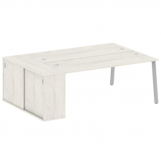 Metal System Рабочая станция с шкафом-купе на А-образном м/к БА.РС-СШК-1.5 Т Дуб Наварра/Металл Серы