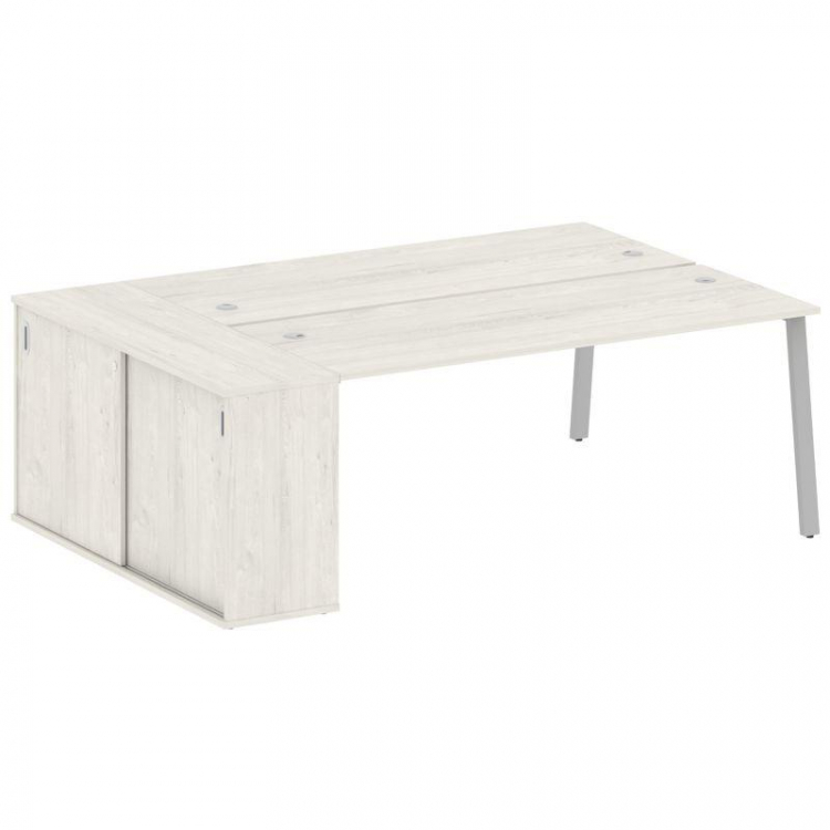 Metal System Рабочая станция с шкафом-купе на А-образном м/к БА.РС-СШК-1.5 Т Дуб Наварра/Металл Серы