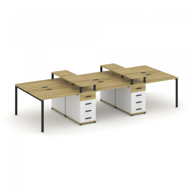 Concept Рабочая станция 6 мест с 2 опорными тумбами CN.DRS-465 B Дуб Винченцо/Белый Бриллиант/Металл
