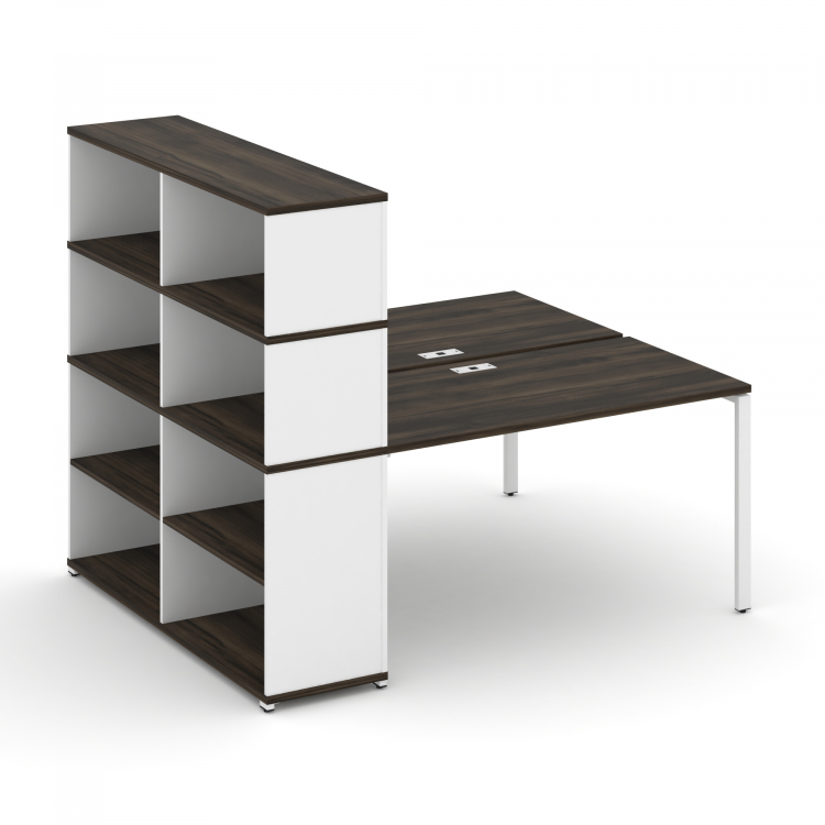 Concept Рабочая станция с опорным стеллажом с надставкой выс. CN.DRS-215 Дуб Мали/Белый Бриллиант/Ме
