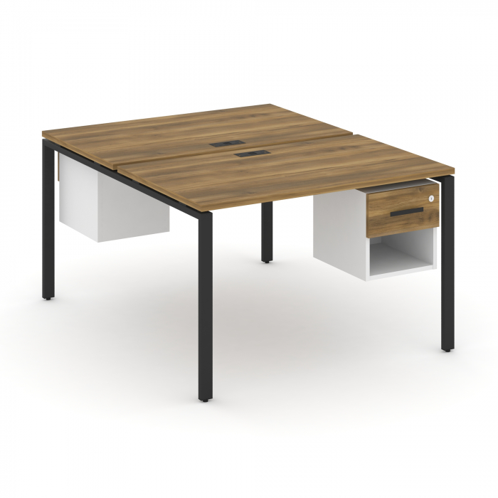 Concept Рабочая станция 2 сторонняя с подвесными тумбами на 2 места CN.DRS-118 B Сандал Янтарный/Бел