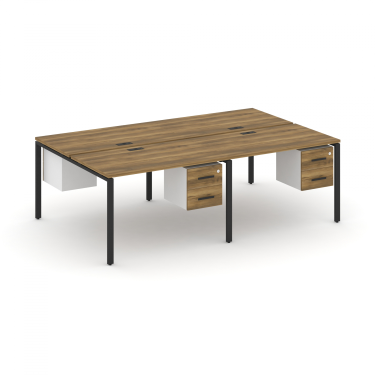 Concept Рабочая станция двухсторонняя с подвесными тумбами на 4 места CN.DRS-134 B Сандал Янтарный/Б