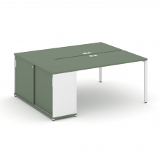 Concept Рабочая станция с опорным шкафом-купе CN.DRS-235 W Кобо/Белый Бриллиант/Металл Белый 1800*14