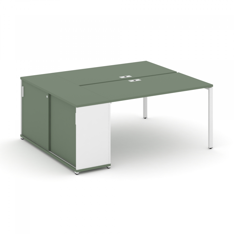 Concept Рабочая станция с опорным шкафом-купе CN.DRS-235 W Кобо/Белый Бриллиант/Металл Белый 1800*14