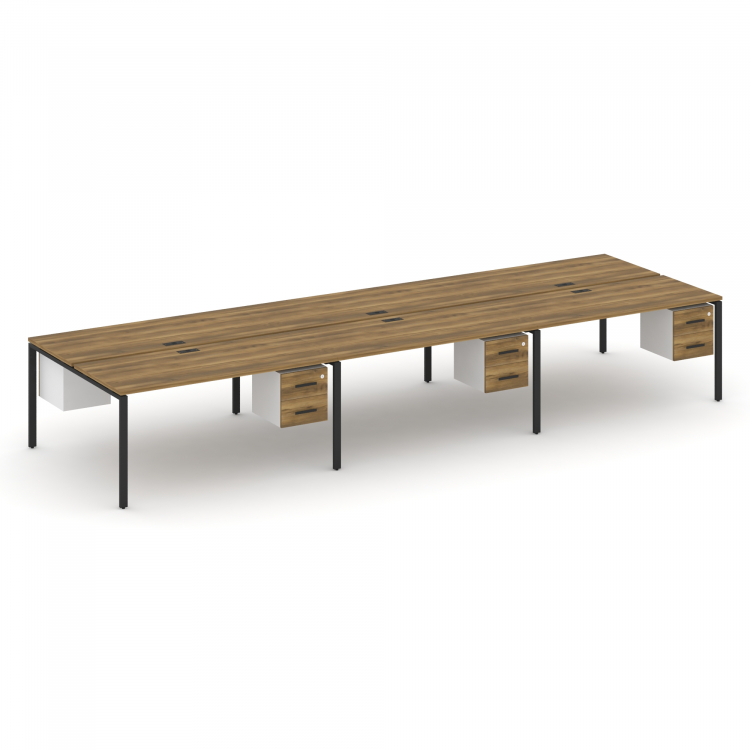 Concept Рабочая станция двухсторонняя с подвес. тумбами на 6 мест CN.DRS-156 B Сандал Янтарный/Белый