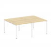 Metal System Рабочая станция на 4 места на П-образном м/к БП.СМ-4.1 Акация Лорка/Металл Белый 2000*1