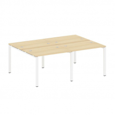 Metal System Рабочая станция на 4 места на П-образном м/к БП.СМ-4.1 Акация Лорка/Металл Белый 2000*1