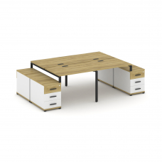 Concept Рабочая станция 4 места с 2 двухсторонними опорными тумбами CN.DRS-325 B Дуб Винченцо/Белый