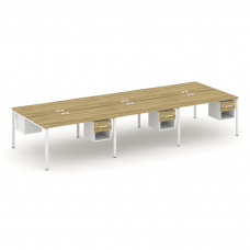 Concept Рабочая станция двухсторонняя с подвес. тумбами на 6 мест CN.DRS-159 W Дуб Винченцо/Белый Бр