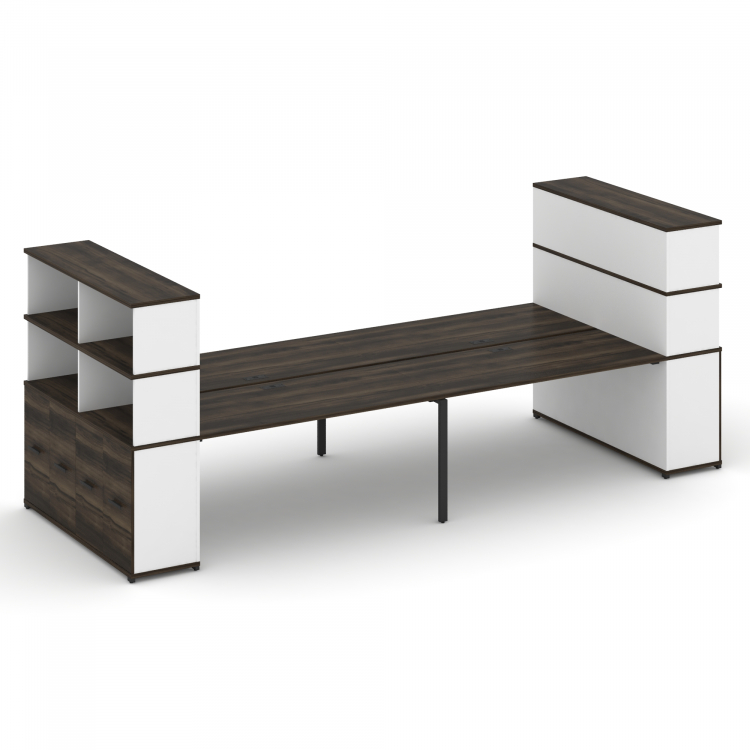 Concept Рабочая станция с опорными распаш. шкафами с надставкой выс. CN.DRS-276 B Дуб Мали/Белый Бри