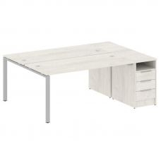 Metal System Рабочая станция с тумбой на П-образном м/к БП.РС-СТП-2.4 Дуб Наварра/Металл Серый 2012*