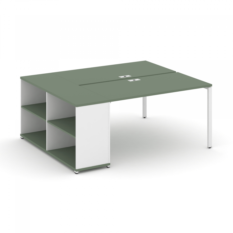 Concept Рабочая станция с опорным стеллажом CN.DRS-204 Кобо/Белый Бриллиант/Металл Белый 2000*1480*7