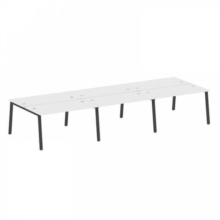 Metal System Рабочая станция на 6 мест на А-образном м/к БА.СМ-6.3 Белый/Металл Антрацит 4200*1475*7