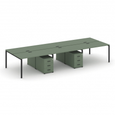 Concept Рабочая станция 6 мест с 2 двухсторонними опорными тумбами CN.DRS-343 B Кобо/Металл Черный 4