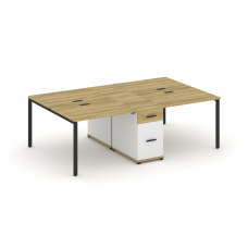 Concept Рабочая станция 4 места с 1 опорной тумбой CN.DRS-421 B Дуб Винченцо/Белый Бриллиант/Металл