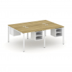 Concept Рабочая станция двухсторонняя с подвесными тумбами на 4 места CN.DRS-125 Дуб Винченцо/Белый