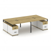 Concept Рабочая станция 4 места с 2 двухсторонними опорными тумбами CN.DRS-331 B Дуб Винченцо/Белый