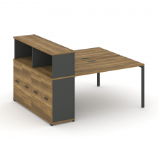 Concept Рабочая станция с опорным распаш. шкафом с надставкой низ. CN.DRS-228 A Сандал Янтарный/Антр