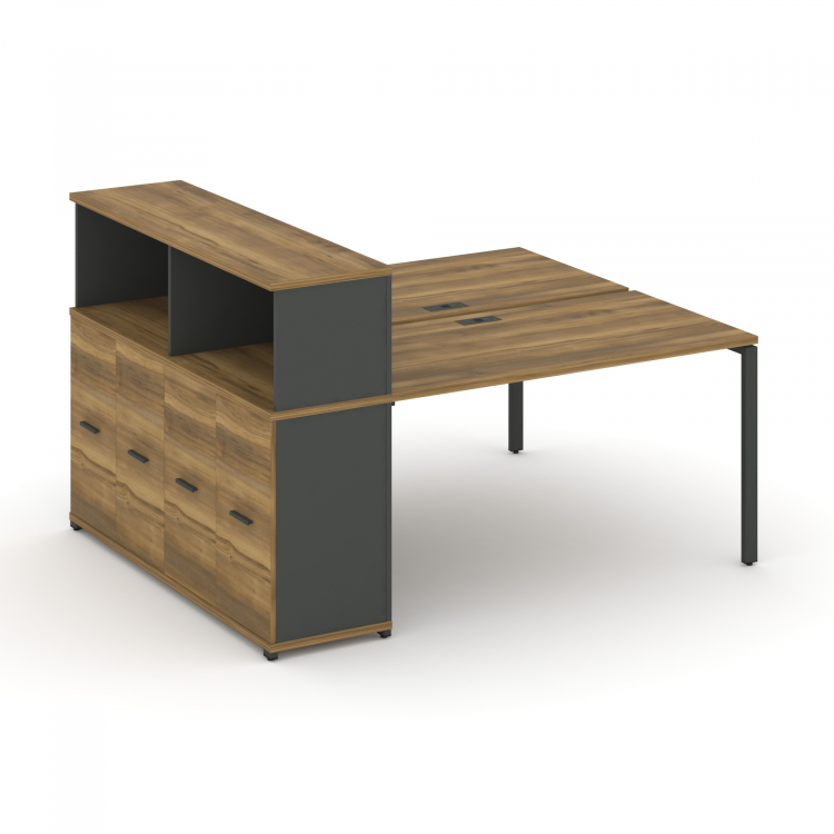 Concept Рабочая станция с опорным распаш. шкафом с надставкой низ. CN.DRS-228 A Сандал Янтарный/Антр