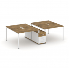 Concept Рабочая станция 4 места с двухсторонней опорной тумбой CN.DRS-310 W Сандал Янтарный/Белый Бр
