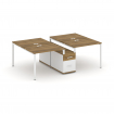Concept Рабочая станция 4 места с двухсторонней опорной тумбой CN.DRS-313 W Сандал Янтарный/Белый Бр