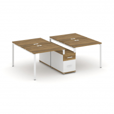 Concept Рабочая станция 4 места с двухсторонней опорной тумбой CN.DRS-313 W Сандал Янтарный/Белый Бр