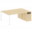 Metal System Рабочая станция с тумбой на П-образном м/к БП.РС-СТП-2.4 Акация Лорка/Металл Белый 2012