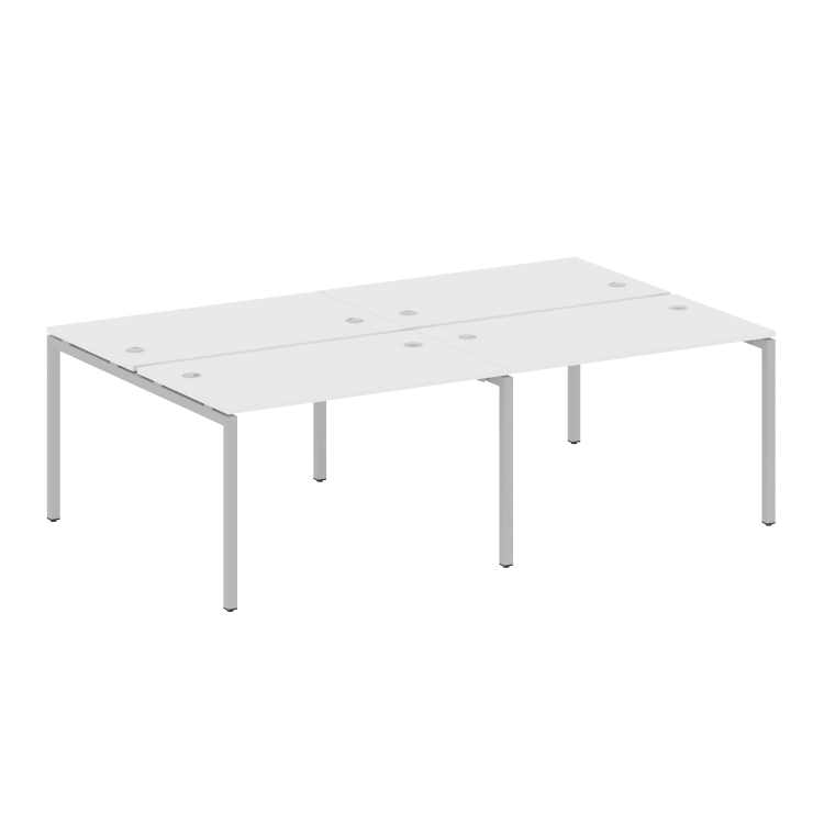 Metal System Quattro Рабочая станция на 4 места на П-образном м/к 40БП.СМ-4.2 Белый/Металл Серый 240