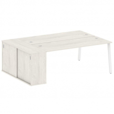 Metal System Рабочая станция с шкафом-купе на А-образном м/к БА.РС-СШК-1.5 Т Дуб Наварра/Металл Белы