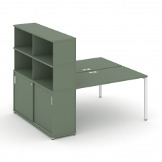 Concept Рабочая станция с опорным шкафом-купе с надставкой выс. CN.DRS-244 W Кобо/Металл Белый 2000*