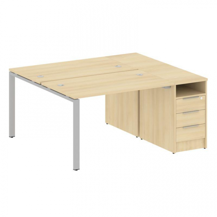 Metal System Рабочая станция с тумбой на П-образном м/к БП.РС-СТП-2.2 Акация Лорка/Металл Серый 1612