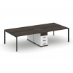 Concept Рабочая станция 4 места с 1 опорной тумбой CN.DRS-419 B Дуб Мали/Белый Бриллиант/Металл Черн