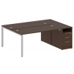 Metal System Рабочая станция с тумбой на П-образном м/к БП.РС-СТП-2.4 Венге Цаво/Металл Серый 2012*1