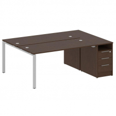 Metal System Рабочая станция с тумбой на П-образном м/к БП.РС-СТП-2.4 Венге Цаво/Металл Серый 2012*1